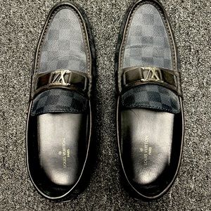 Louis Vuitton men’s loafers black damier